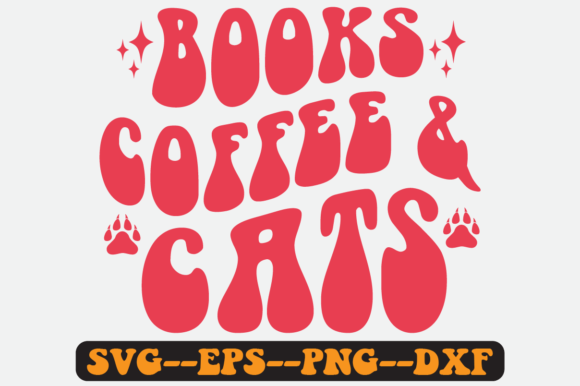 BOOKS COFFEE CATS Retro SVG Graphics for Crafts