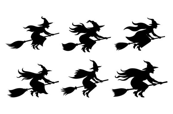 Witch on Broomstick Vector Illustration for Crafts & Graphics